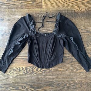 Milk & Honey Black Ruffled Women's Corset Blouse